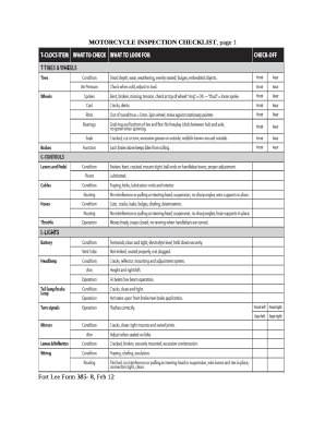 Motorcycle Inspection Checklist  Form