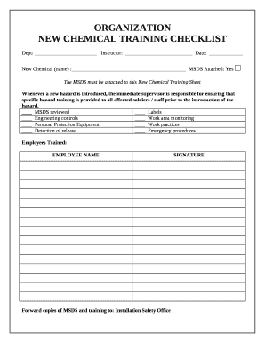 Chemical Checklist Template  Form