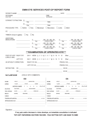  OMNI EYE SERVICES POST OP REPORT FORM 2016-2024