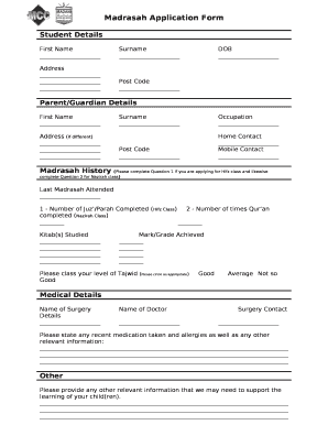 Madrasa Application Form