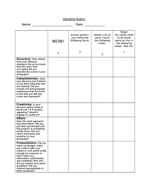 Diorama Rubric  Form