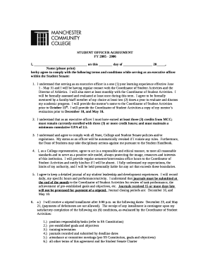 STUDENT OFFICER AGREEMENT  Form