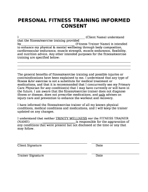 Personal Training Consent Form