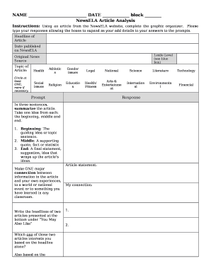 Newsela Article Summary Template  Form