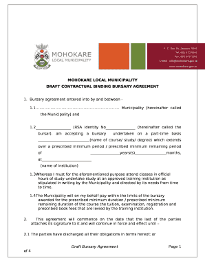 Bursary Agreement Template  Form