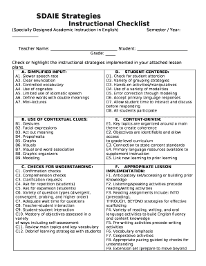 Sdaie Checklist  Form