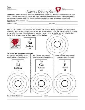 Atomic Dating Game Answer Key  Form