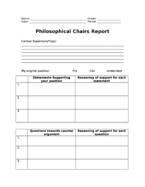 Philosophical Chairs Preparation Sheet  Form