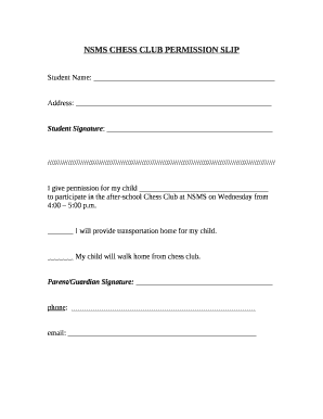 Club Permission Slip Template  Form