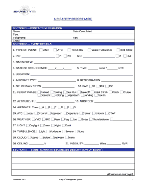 Air Safety Report Form