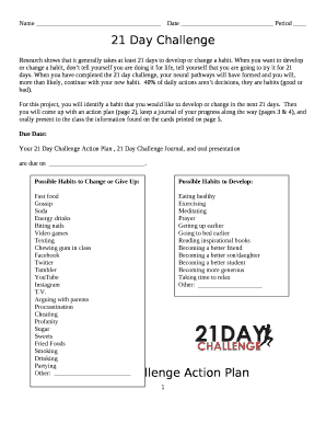 21 Day Challenge Template  Form