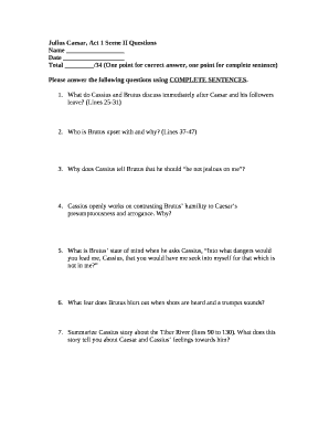 Julius Caesar Act 1 Scene 1 Questions and Answers PDF  Form