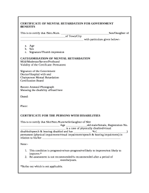 Certificate of Retardation  Form