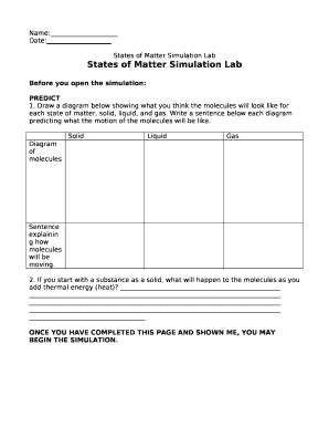 States of Matter Simulation Lab Answer Key  Form