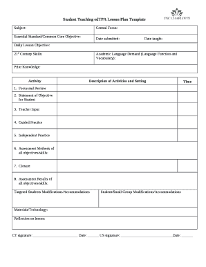 Edtpa Lesson Plan Example PDF  Form