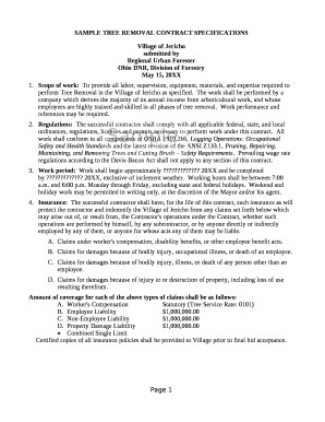 Printable Tree Removal Contract Template  Form