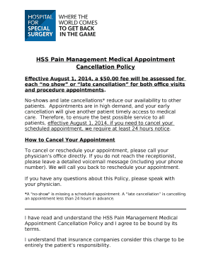 Cancellation Policy Template  Form