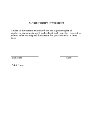 Statement of Authenticity  Form