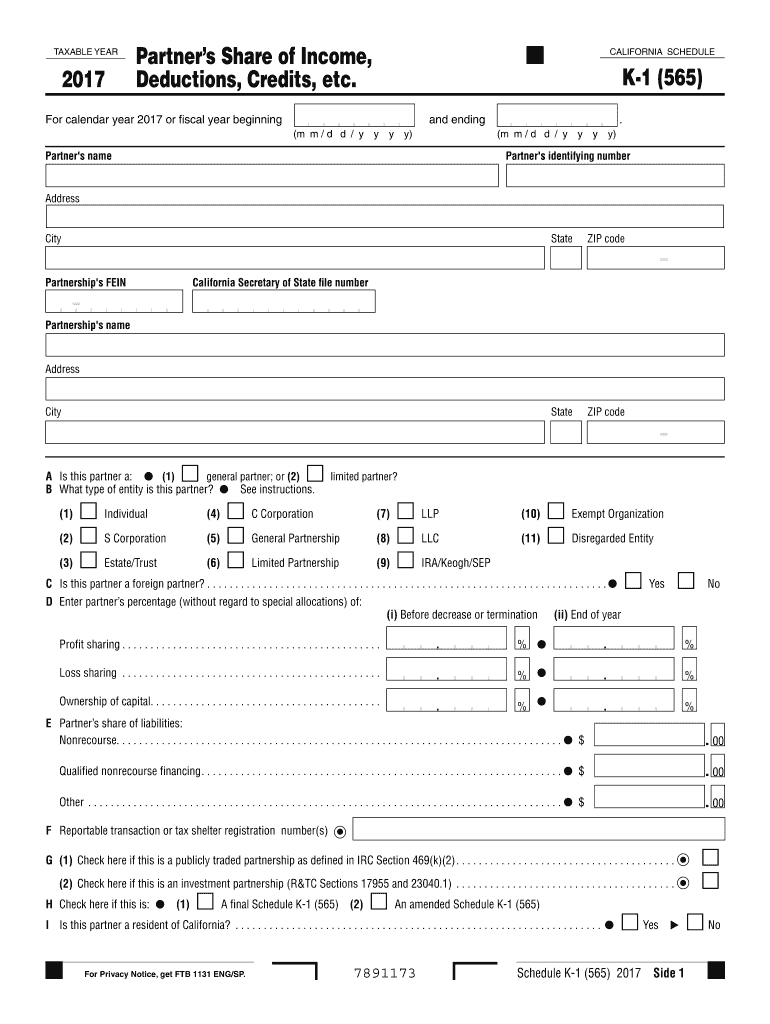  California K 1 Form 2019