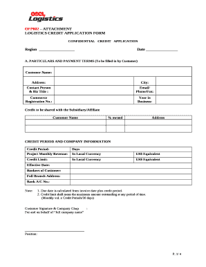 LOGISTICS CREDIT APPLICATION FORM