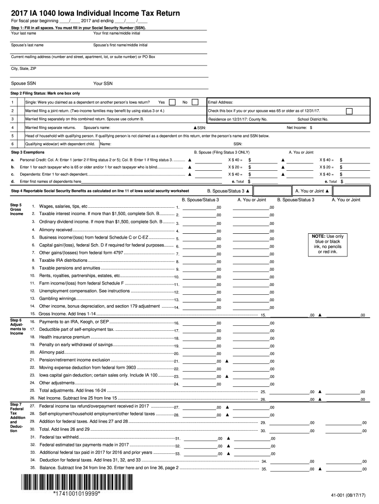 Get and Sign Iowa Income Tax Forms Fillable 2017-2022