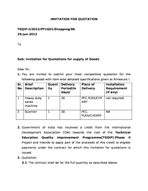 Xerox Machine Quotation Format