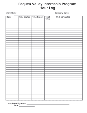 Internship Hours Log  Form