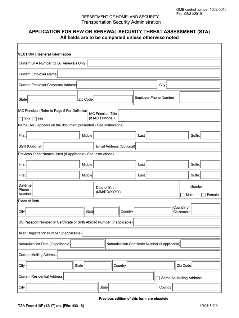  Application for New or Renewal Security Threat Assessment Sta 2017-2024