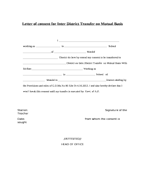 Consent Letter for Mutual Transfer  Form