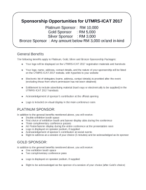 Gold Silver Bronze Sponsorship Packages Template  Form