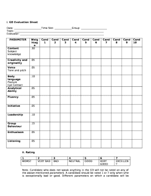 Gd Evaluation Sheet  Form