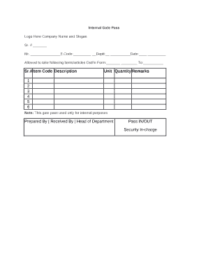 Gate Pass Format