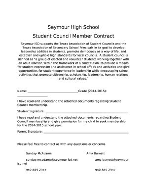 Student Council Contract  Form