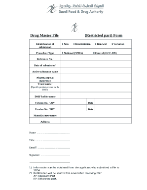 Drug Master File Template  Form