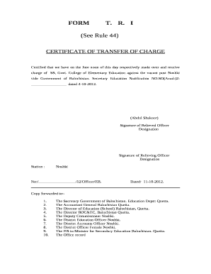 Certificate of Transfer of Charge Word Format