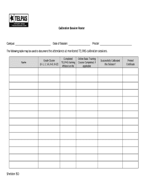 Telpas Calibration Session Roster  Form