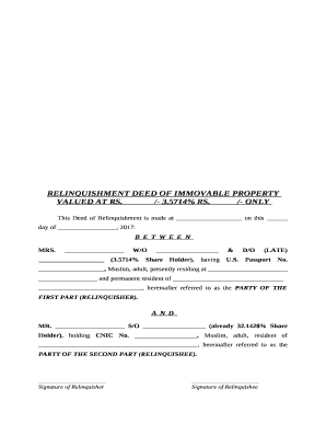 Relinquishment Deed Property PDF  Form