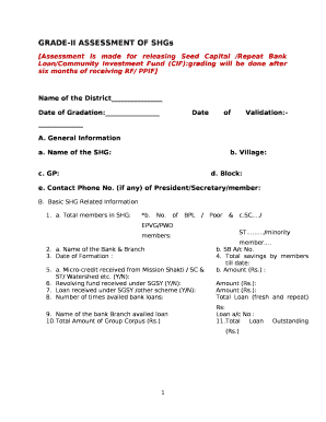 Shg Grading Sheet  Form