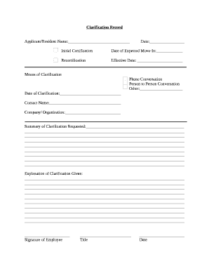 Clarification Document  Form