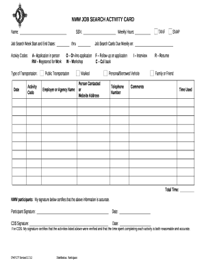  Job Card Template 2012