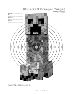 Printable Minecraft Creeper Target  Form