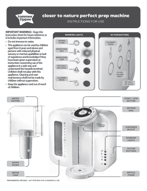 Tommee Tippee Prep Machine Instructions PDF  Form