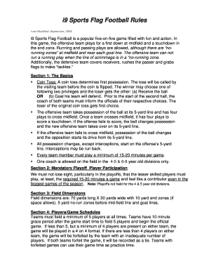 I9 Flag Football Rules  Form