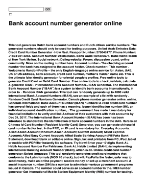 Bank Account Number Generator Online  Form