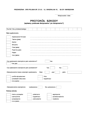 Protok Szkody Dpd  Form