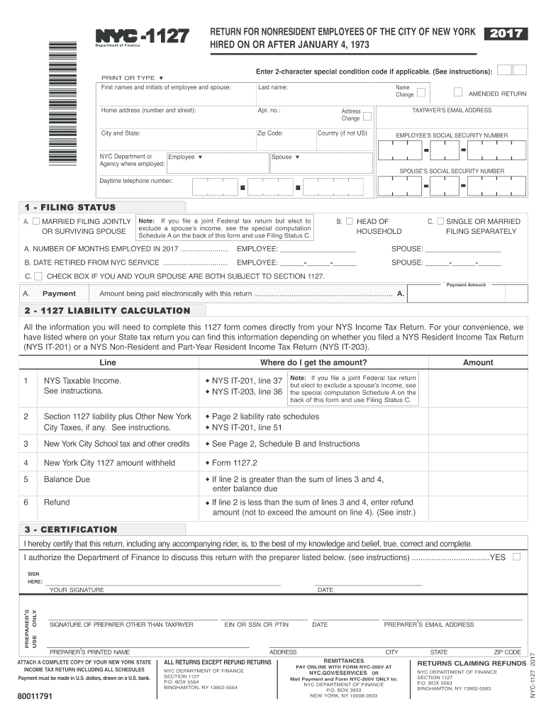 Get and Sign Nyc 1127 Form 2017