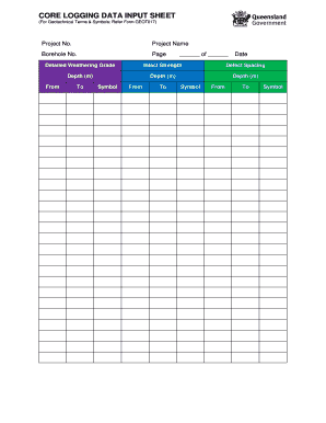 Core Logging Sheet Template  Form