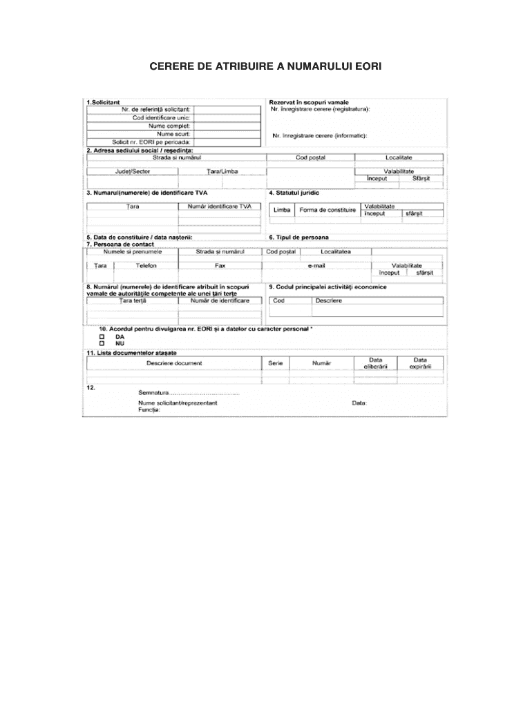 Cerere Atribuire Numar Eori PDF  Form