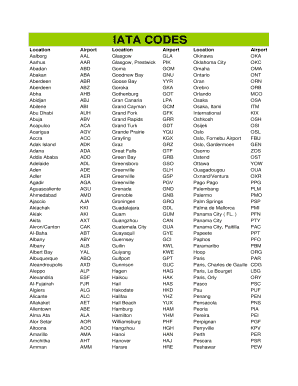 IATA CODES  Form