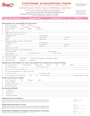 Customer Acquisition Form